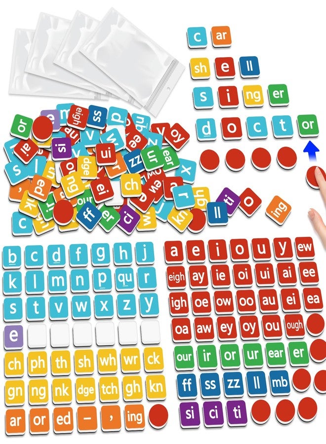 Laffunz Phonics Magnetic Letter Tiles,Spelling Reading Games Manipulative Phonemic Awareness Sentence Building Alphabet ABC Fridge Magnets Speech Therapy Homeschool Classroom Learning Activity - Image 1